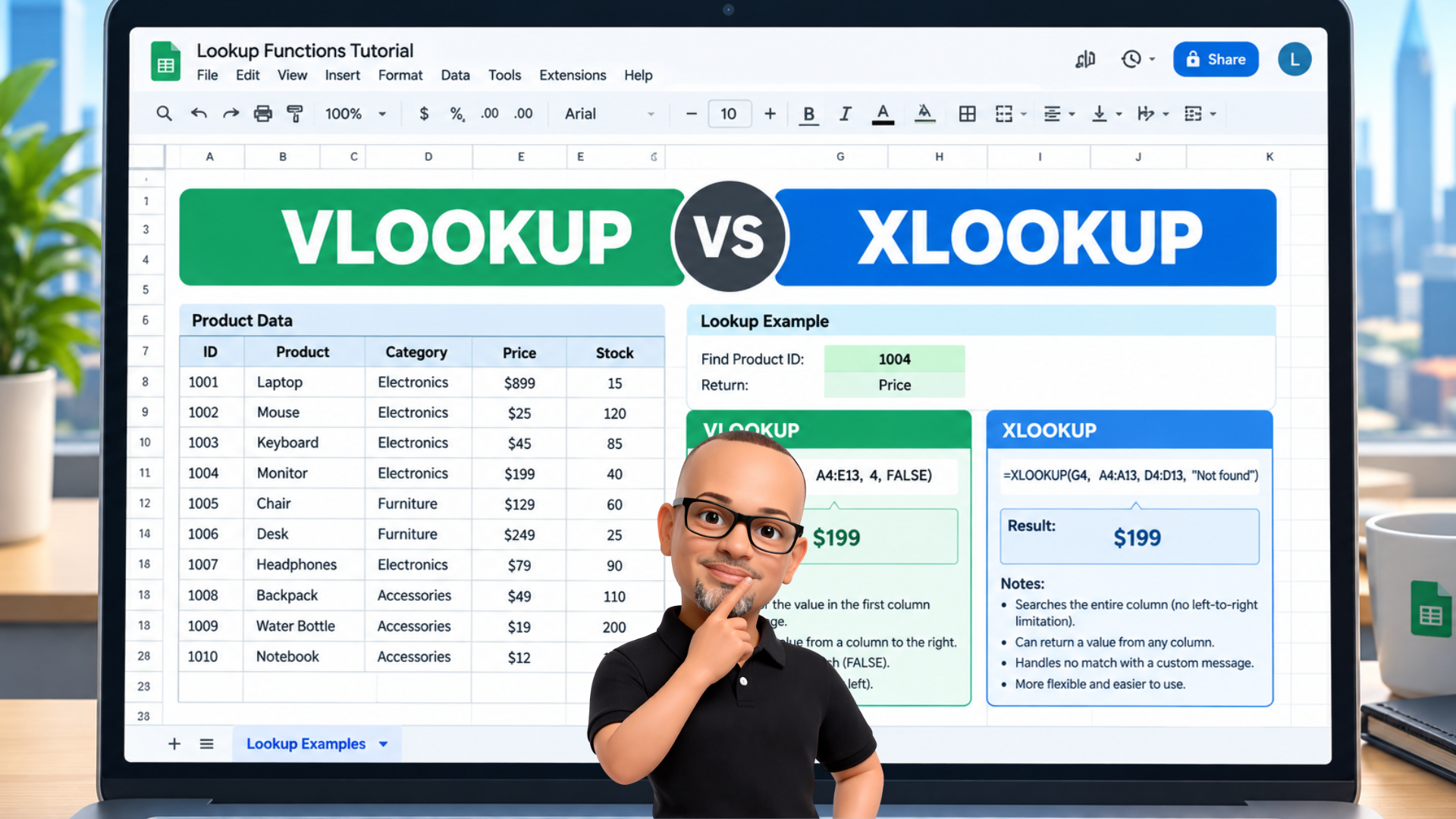 VLOOKUP vs XLOOKUP walkthrough — video cover