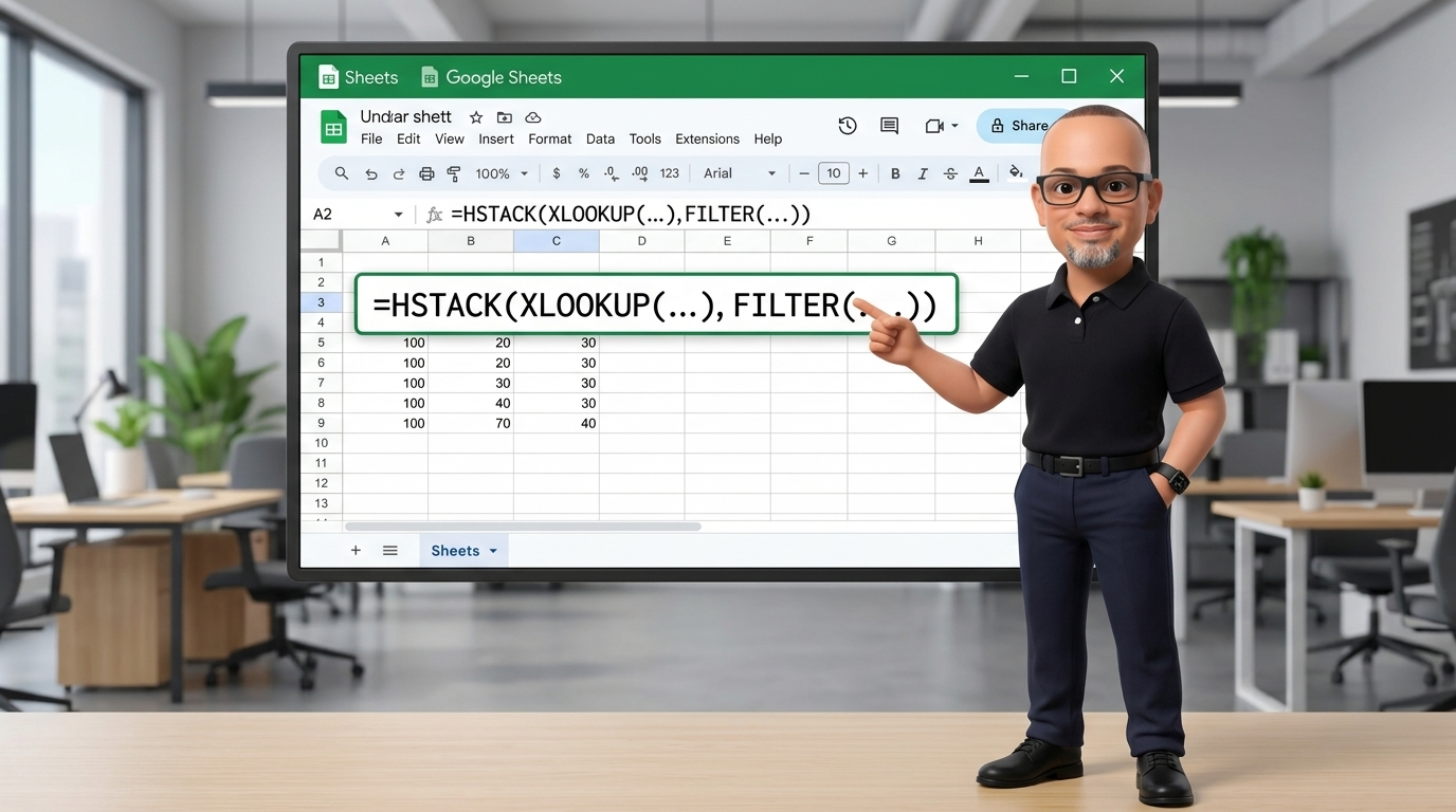 XLOOKUP, FILTER and HSTACK walkthrough — video cover