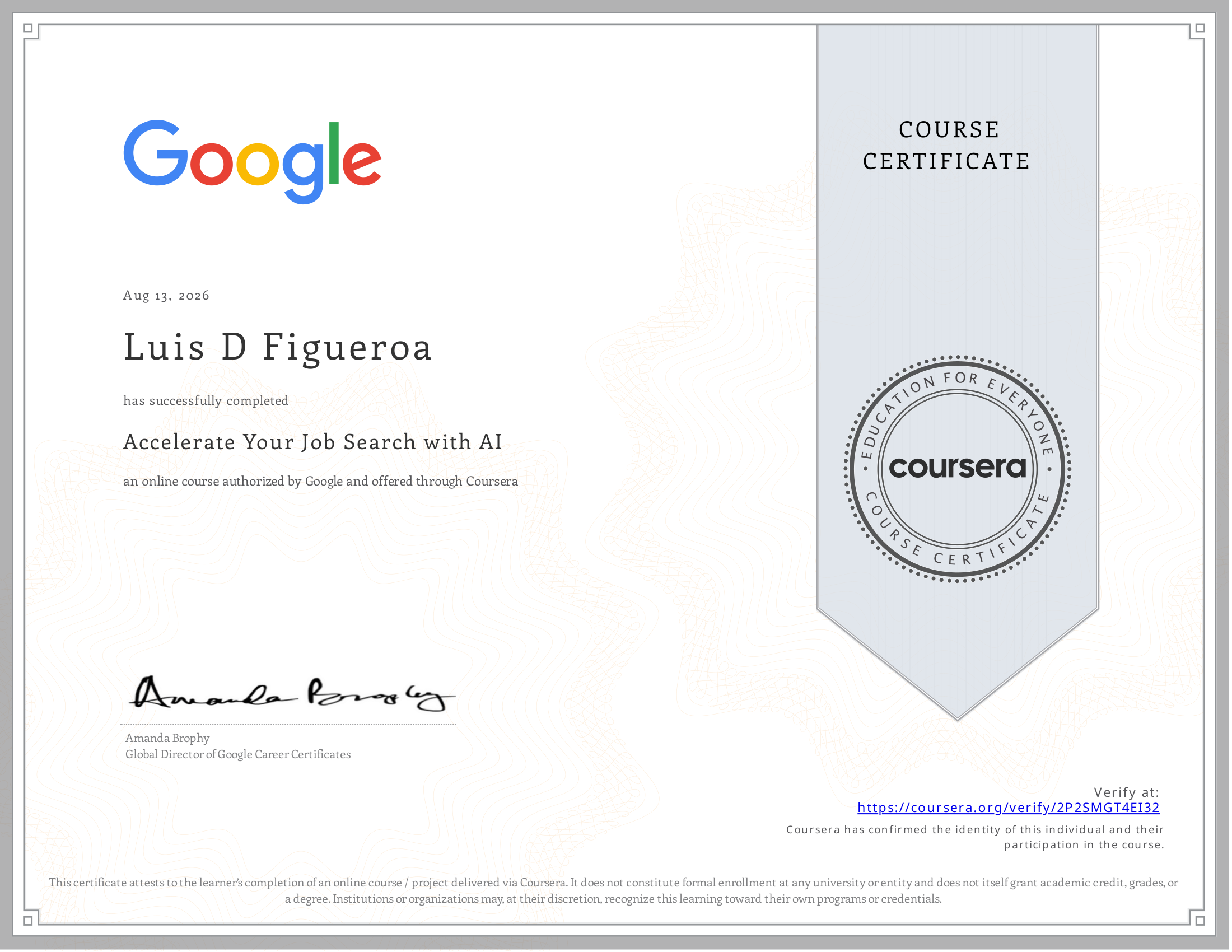 Accelerate Your Job Search with AI certificate
