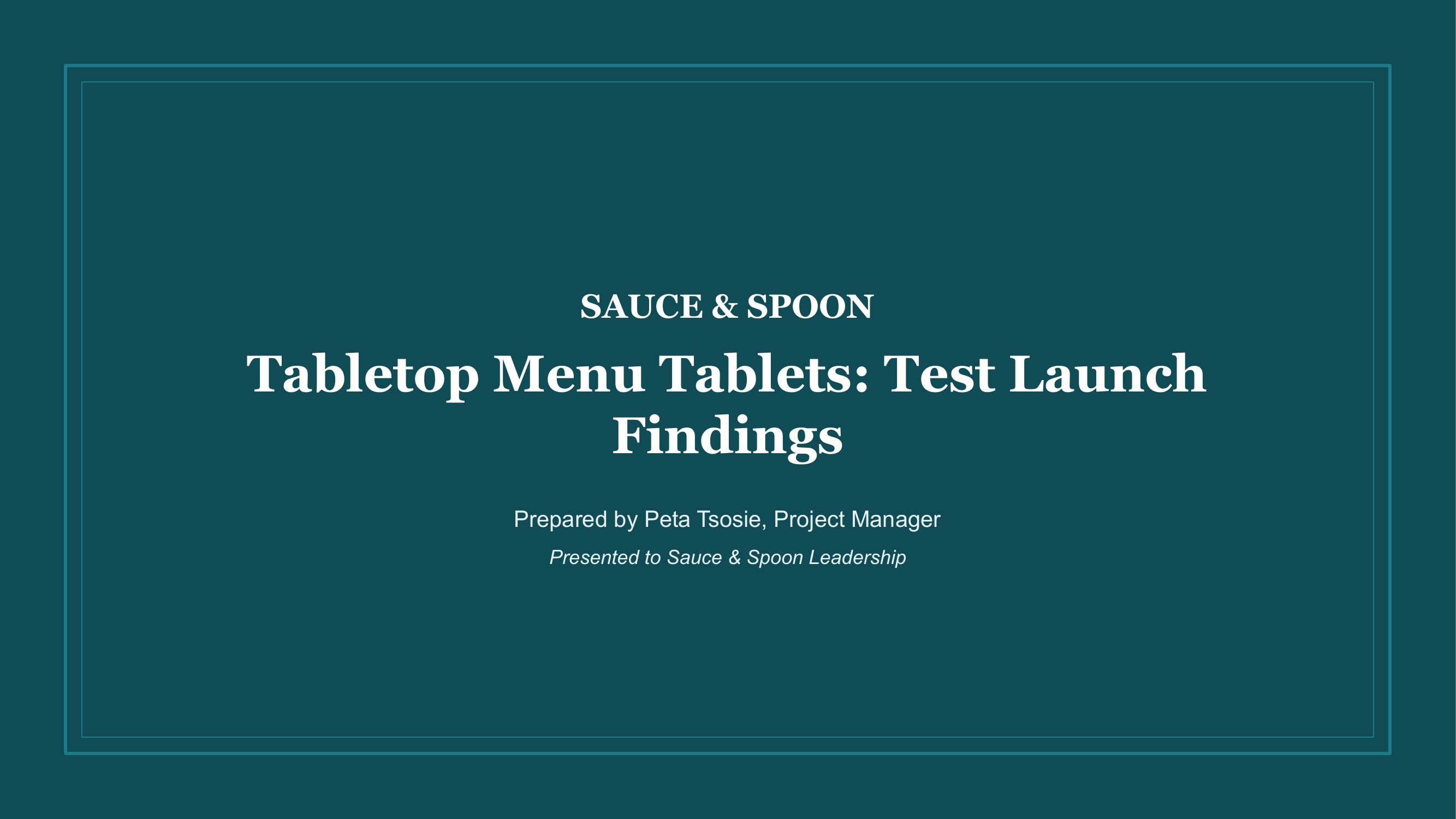 Test Launch Findings presentation