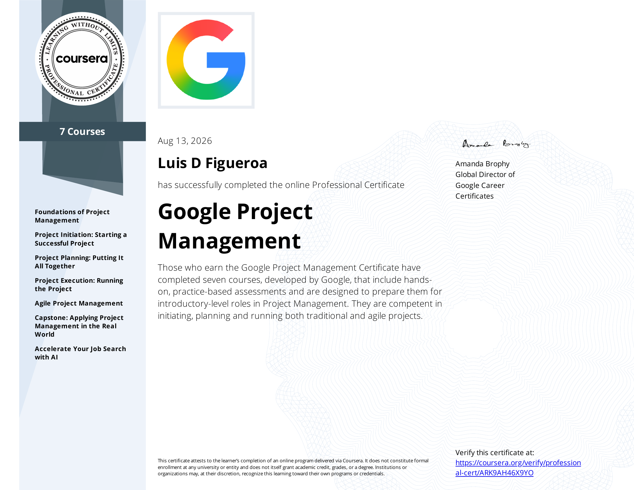 Google Project Management Professional Certificate